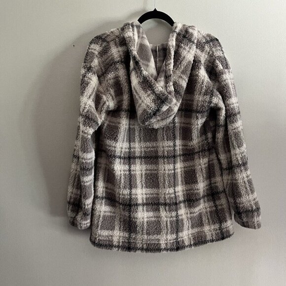 Koolaburra By UGG Women S Irish Cream Plaid Brushed Back Sherpa Hoodie Pullover - Picture 11 of 11